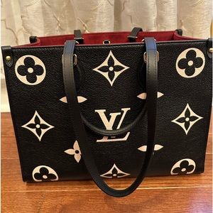 Louis Vuitton On the Go MM Black/Beige Bicolor Monogram Empreinte Leather